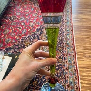 Elegant Red and Green Glass Goblet